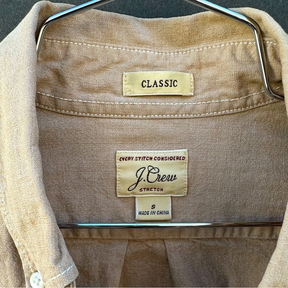 Men’s tan button down long sleeve shirt, J. Crew men’s small. - Picture 2 of 3